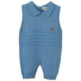 Patique Zikzaklı Şortlu Erkek Bebek Tulum Lacivert